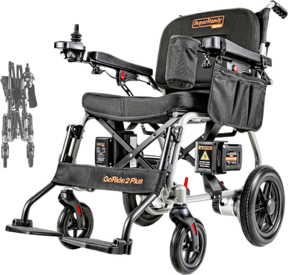 Super Handy GUT188 GoRide 2 Plus Electric Wheelchair Foldable Zero-Turn 3.7 MPH 4 Mile Range New - GUT188
