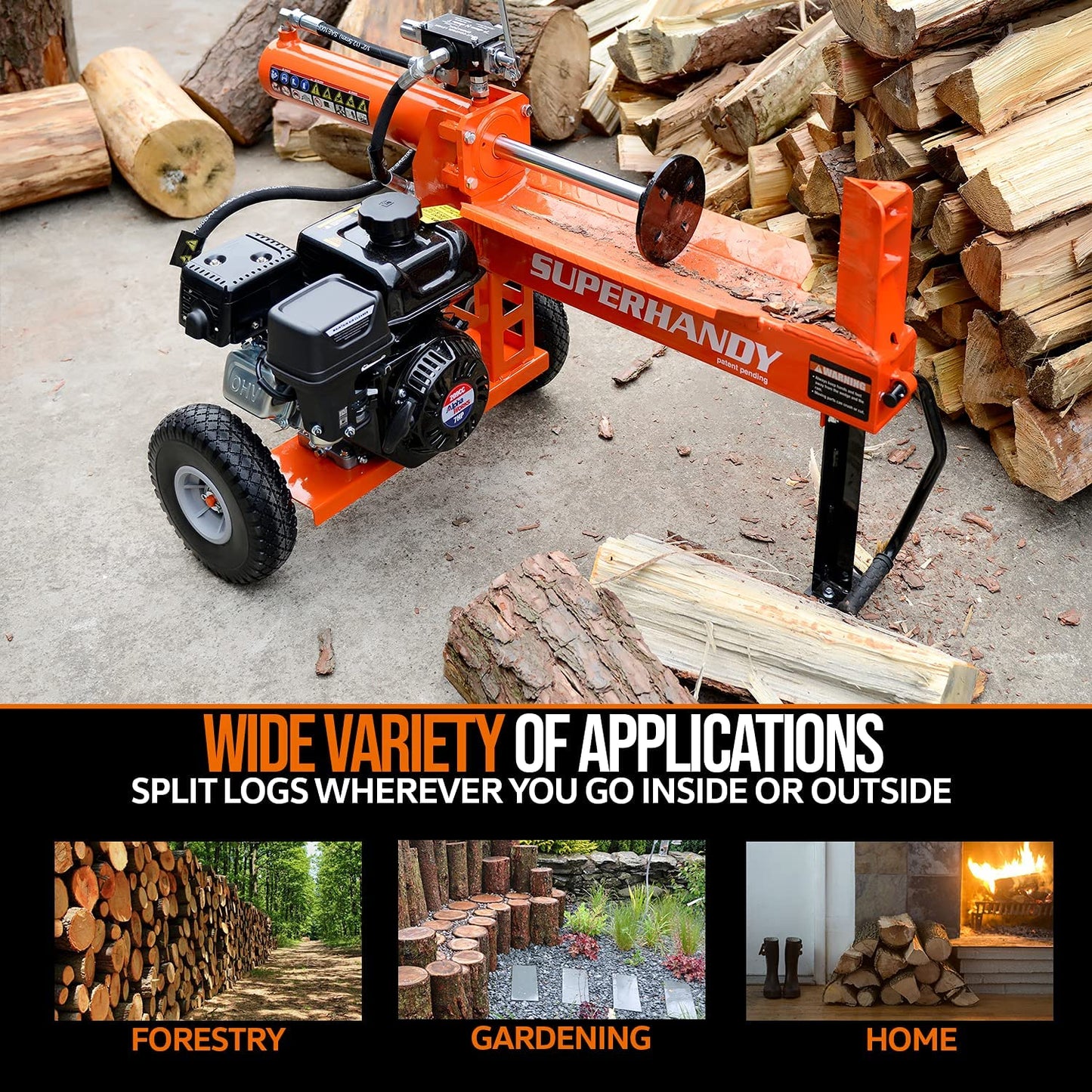 Super Handy GCAO023 Log Splitter 20-Ton Horizontal Portable Gas 7HP Engine New Canada Only - GCAO023