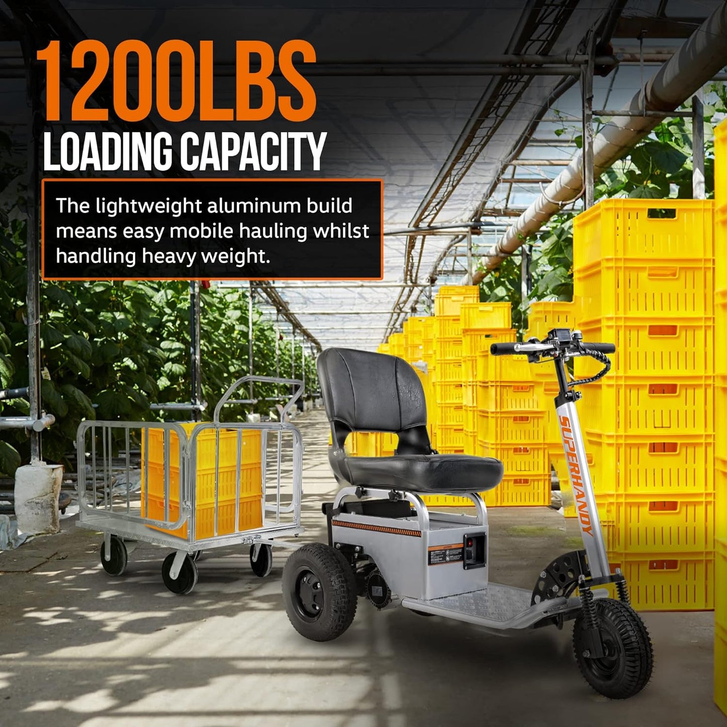 Super Handy GUO099 Cargo Trailer Utility Cart 1200 lbs Capacity with Hitch 8" Casters Compatible with Electric Tugger New - GUO099