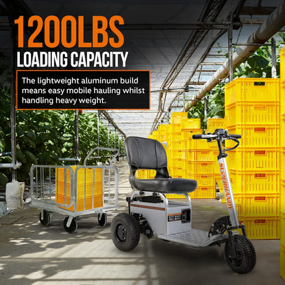 Super Handy GUO099 Cargo Trailer Utility Cart 1200 lbs Capacity with Hitch 8" Casters Compatible with Electric Tugger New - GUO099