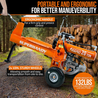 Super Handy GCAO023 Log Splitter 20-Ton Horizontal Portable Gas 7HP Engine New Canada Only - GCAO023