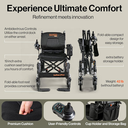 Super Handy GUT188 GoRide 2 Plus Electric Wheelchair Foldable Zero-Turn 3.7 MPH 4 Mile Range New - GUT188