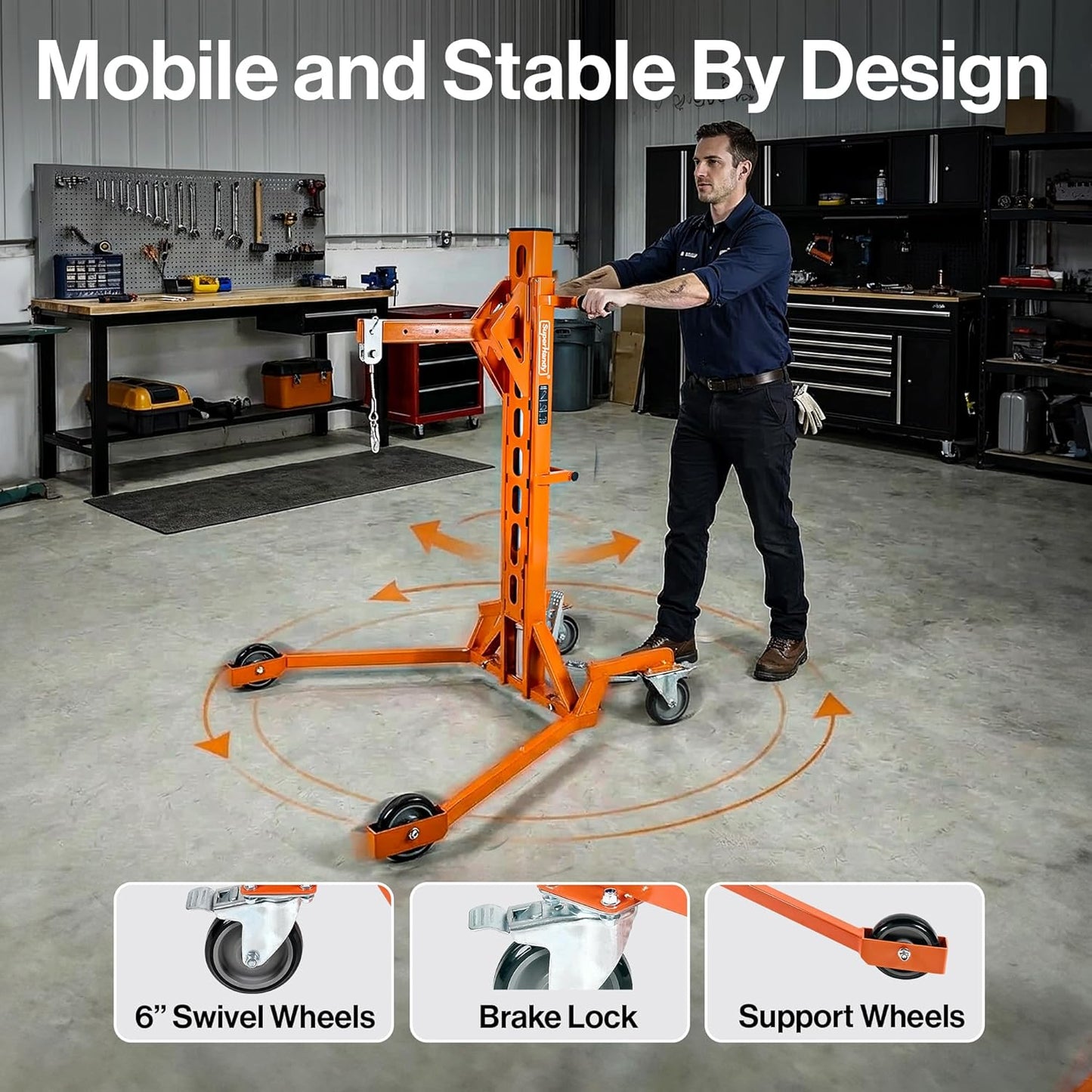 Super Handy GUO147 Drum Lift Manual Hydraulic for 55 Gal. Drums 550 Lbs Capacity New - GUO147