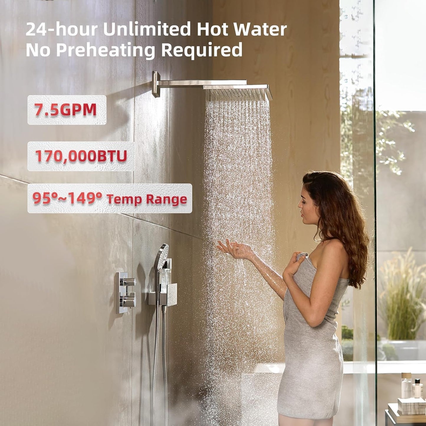 Mizudo CF170 Tankless Water Heater Natural Gas 7.5 GPM 170,000 BTU New - FDG-CF170AW-NG