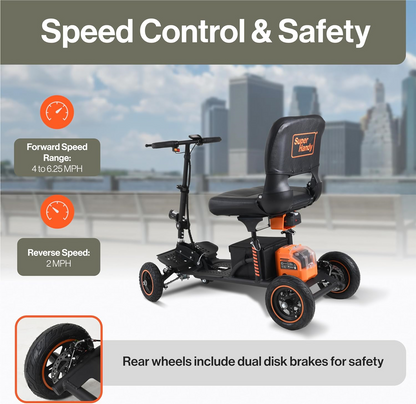 Super Handy GUT161 Electric Mobility Scooter Pro 48V 2Ah 500W 6.25 MPH Max Speed 12.5 Mile Range New - GUT161