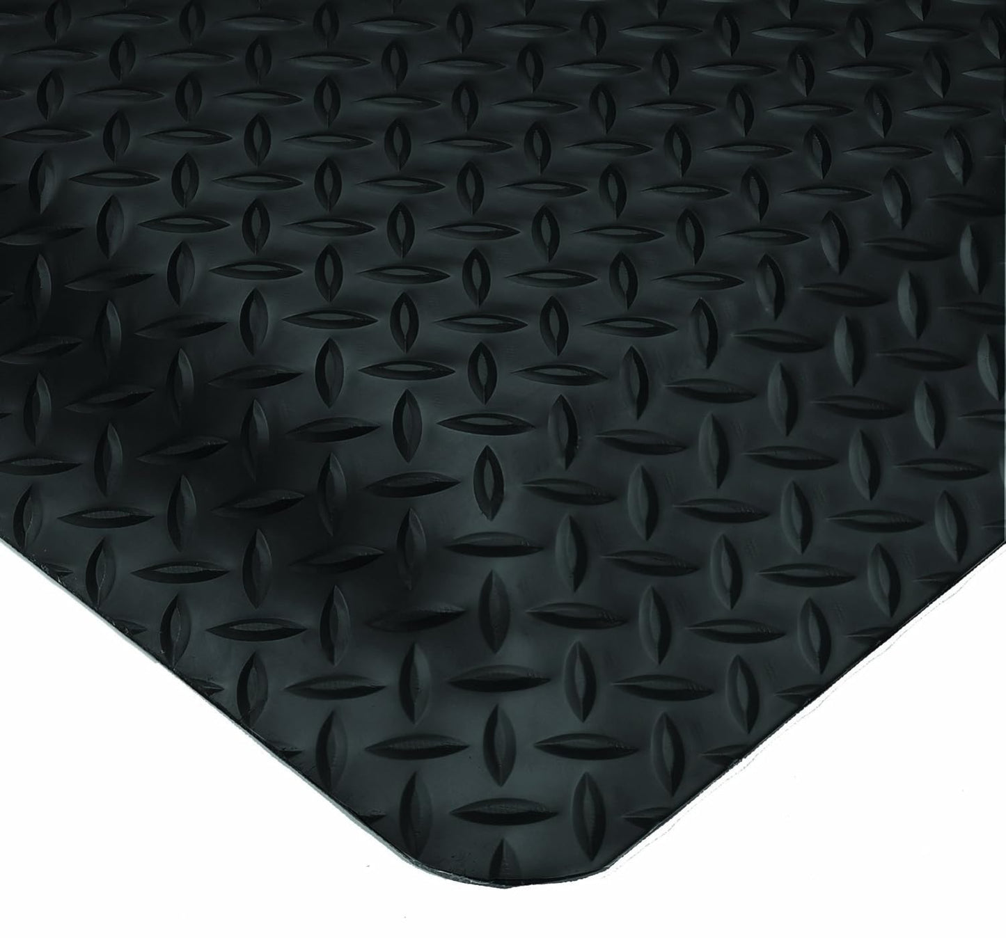 Wearwell Diamond-Plate SpongeCote UltraSoft Mat, 3' Width x 75' Length x 15/16" Thickness, Black - 414.1516x3x75BK