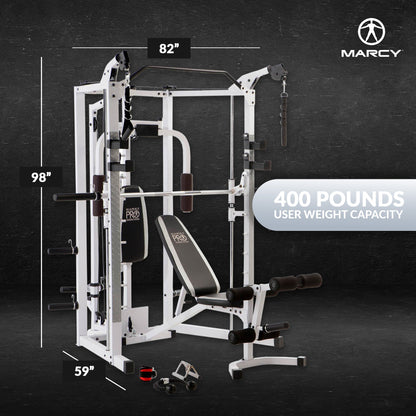 Marcy 5276 Combo Smith Heavy-Duty Total Body Strength Home Gym Machine, White - 84823