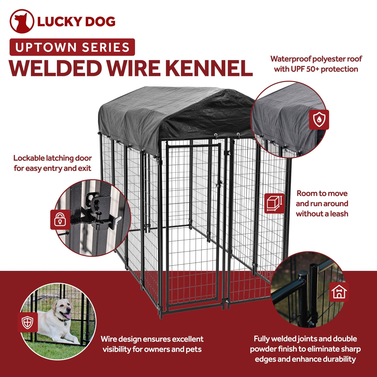 Lucky Dog Uptown Large Welded Kennel Heavy Duty Dog Cage Pen  - 93611