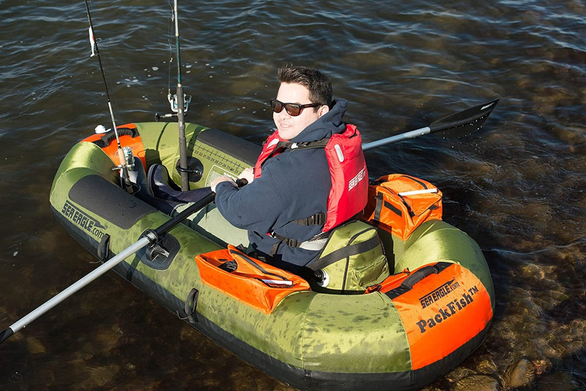 Sea Eagle PackFish 7 Inflatable Boat Pro Fishing Package Green Orange PF7K_P New - PF7K_P