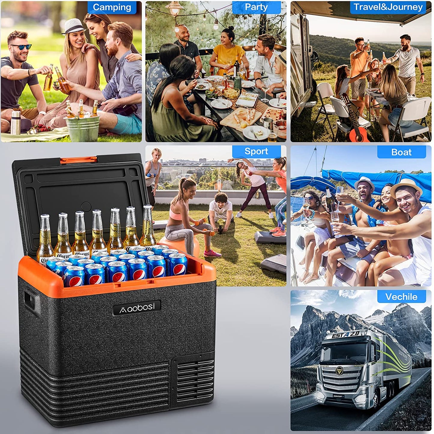 AOBOSI 12 Volt Car Refrigerator Single Zone 53qt/50L - CL50