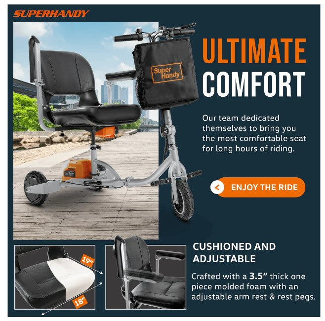 Super Handy GCAT021 Folding Mobility Scooter Plus with 3-Wheels Long Range 48V Brushless Motor and Extra Battery New Canada Only - GCAT021
