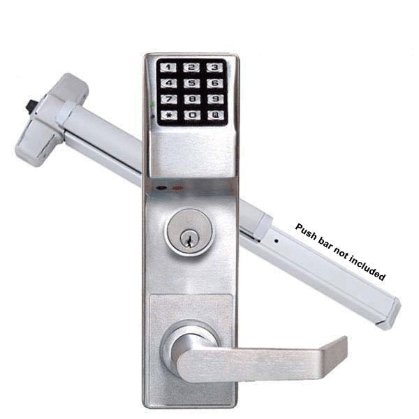 Alarm Lock Trilogy - ETDL27S1G - T2 Series Panic Exit Trim Keypad Digital Lock - 26D - Satin Chrome - Optional Prepping