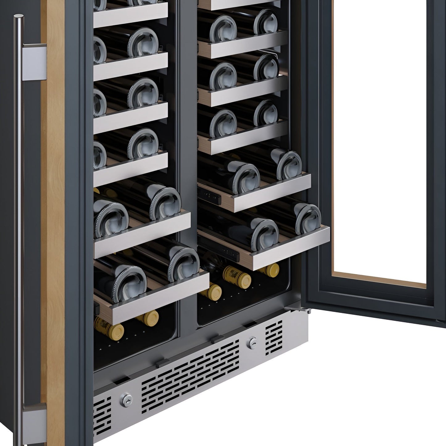Avallon 24 Inch Wide 42 Bottle Capacity French Door Wine Cooler with LED Lighting - AWC242FDPRG