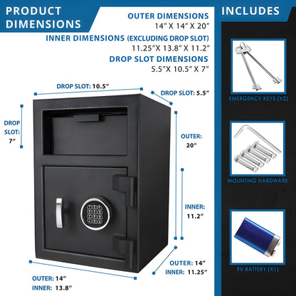 Barska DX Keypad Style One Compartment Depository Safes | Keypad-F Style, Heavy-Walled Steel Construction - AX12590