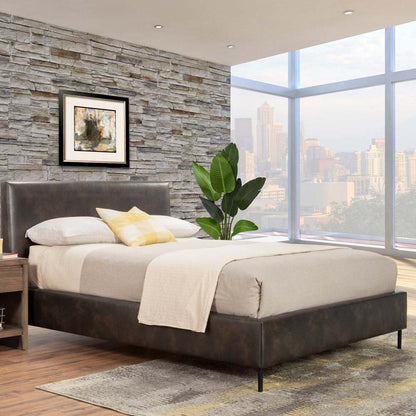 Alpine Sophia Full Faux Leather Platform Bed, Gray - 6902F-GRY