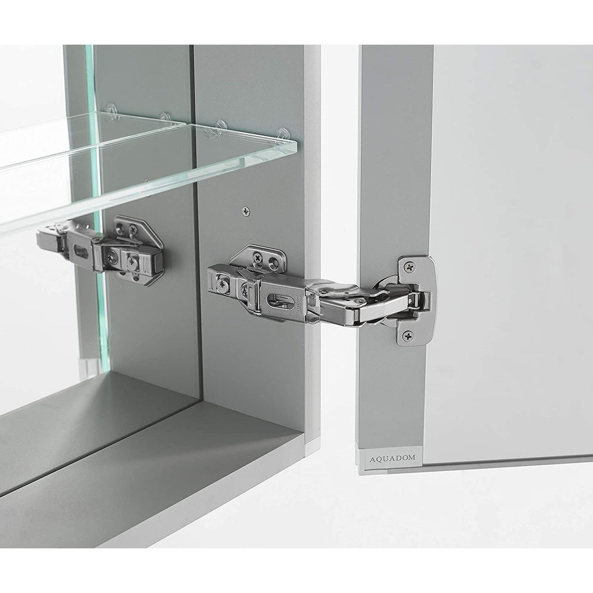 Aquadom Pacifica 20" x 26" Rectangular Recessed or Surface Mount Single View LED Lighted Right-Hinged Bathroom Medicine Cabinet With Defogger And Electrical Outlet - P-2026R
