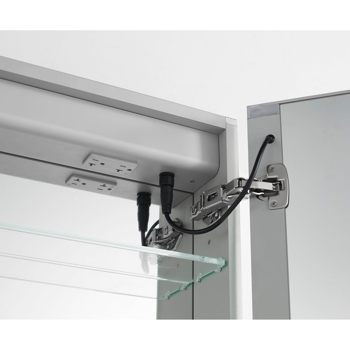 Aquadom Pacifica 20" x 26" Rectangular Recessed or Surface Mount Single View LED Lighted Right-Hinged Bathroom Medicine Cabinet With Defogger And Electrical Outlet - P-2026R