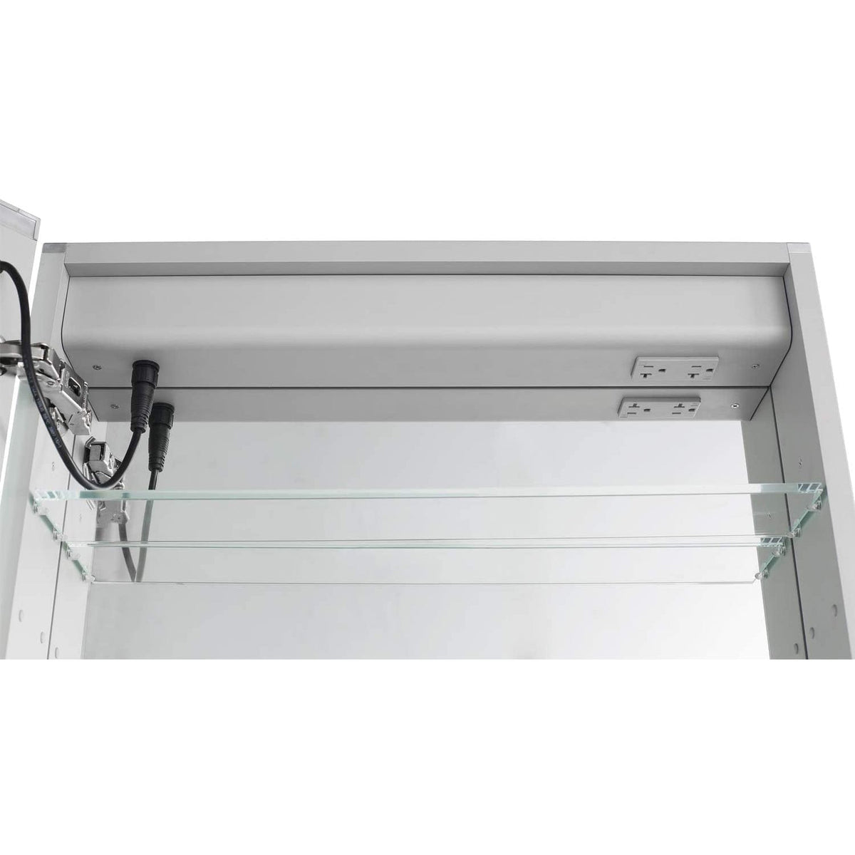 Aquadom Pacifica 20" x 26" Rectangular Recessed or Surface Mount Single View LED Lighted Right-Hinged Bathroom Medicine Cabinet With Defogger And Electrical Outlet - P-2026R