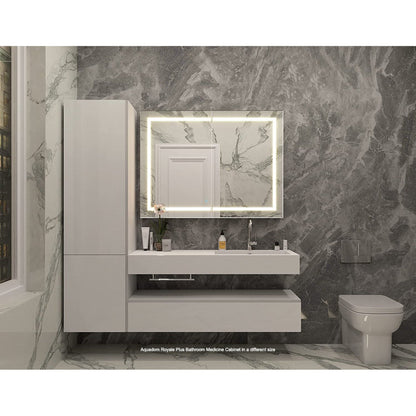 Aquadom Royale Plus 24" x 30" Rectangle Recessed or Surface Mount Single View Left Hinged LED Lighted Bathroom Medicine Cabinet With Defogger, Electrical Outlet, Magnifying Mirror - RP-2430L-N