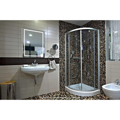Aquadom Royale Plus 24" x 30" Rectangle Recessed or Surface Mount Single View Left Hinged LED Lighted Bathroom Medicine Cabinet With Defogger, Electrical Outlet, Magnifying Mirror - RP-2430L-N