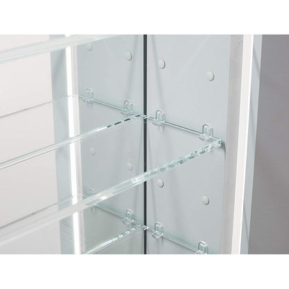 Aquadom Royale Plus 24" x 36" Rectangle Recessed or Surface Mount Single View Left Hinged LED Lighted Bathroom Medicine Cabinet With Defogger, Electrical Outlet, Magnifying Mirror - RP-2436L-N