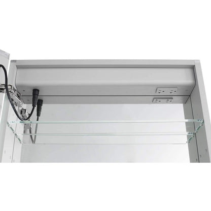 Aquadom Royale Plus 24" x 36" Rectangle Recessed or Surface Mount Single View Left Hinged LED Lighted Bathroom Medicine Cabinet With Defogger, Electrical Outlet, Magnifying Mirror - RP-2436L-N
