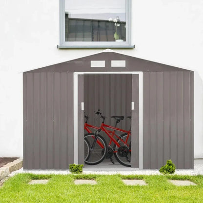 Outsunny 9' x 6.5' x 6.5' Outdoor Backyard Garden Tool Shed - 845-031GY
