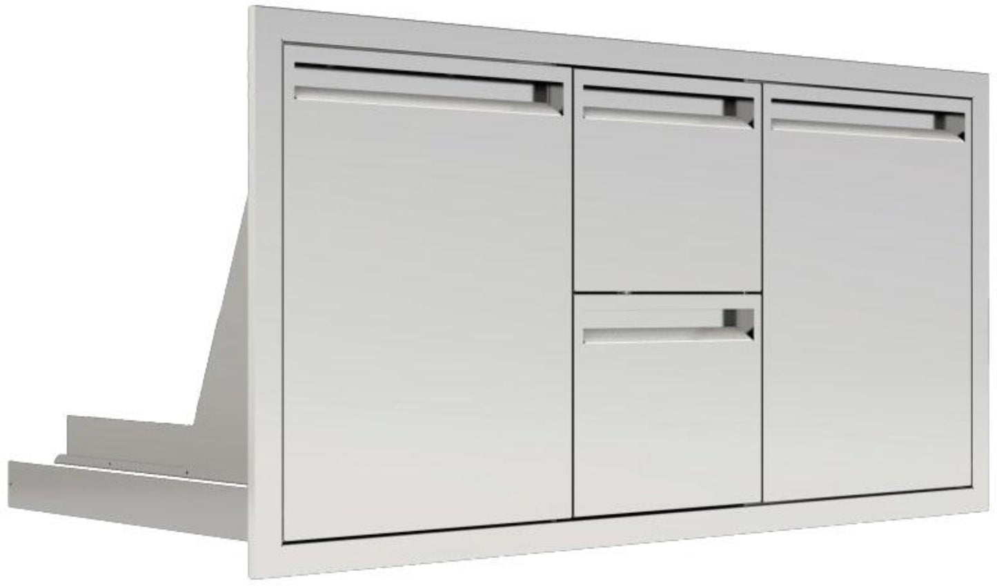 Pacific Coast Manufacturing 350H Series 42" Door/Double Drawer w/ Trash Roll-Out Combo - 350H-DDC-42TR