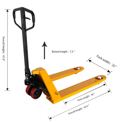 Apollolift High Quality Manual Hydraulic Pallet Jack 5500 lbs.48"x21"Fork - A-1006 - Backyard Provider