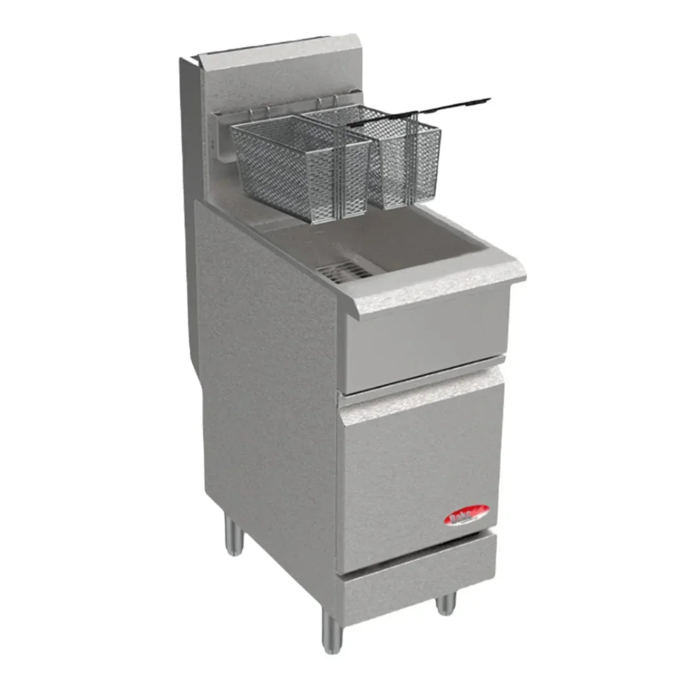 BakeMax 15.5" Natural Gas Fryer, Floor Model, 50 lb., 120,000 BTU - BAKEG50