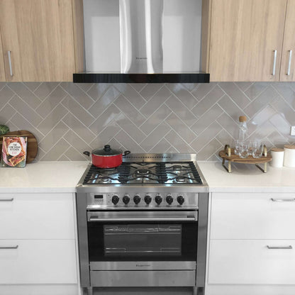 Kleenmaid 90cm wide Black Glass & Stainless Steel Wall Mounted Canopy Rangehood - RHSCK92