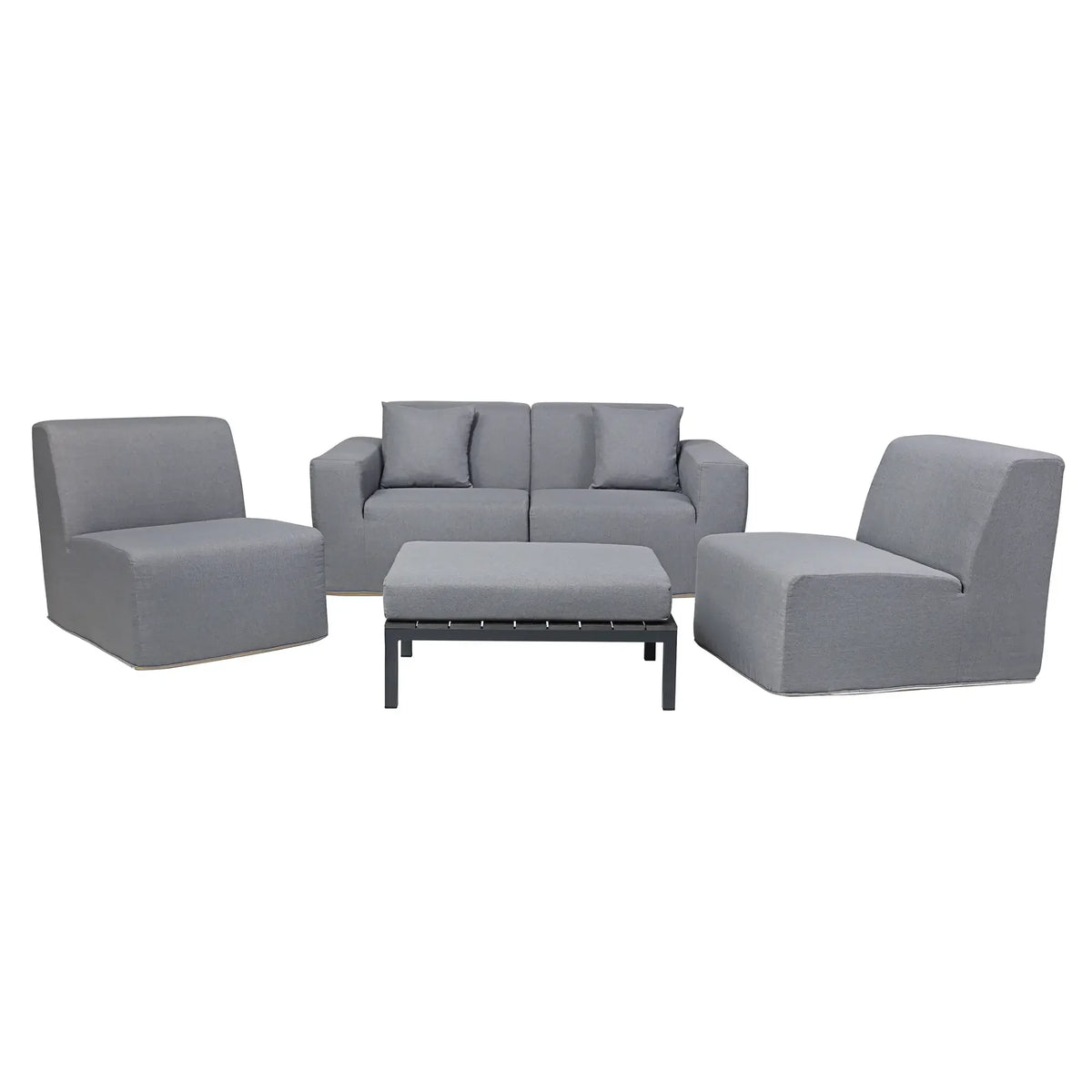 Deko Living 4 Piece Seating Gray Compressed Foam Sectional Sofa and Ottoman Set  - CIF50017