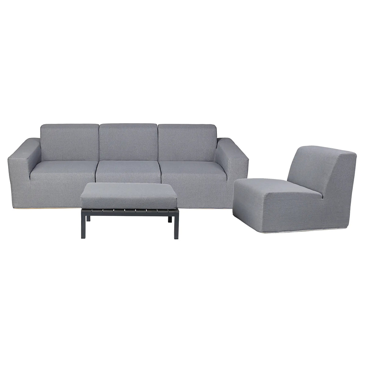 Deko Living 4 Piece Seating Gray Compressed Foam Sectional Sofa and Ottoman Set  - CIF50017
