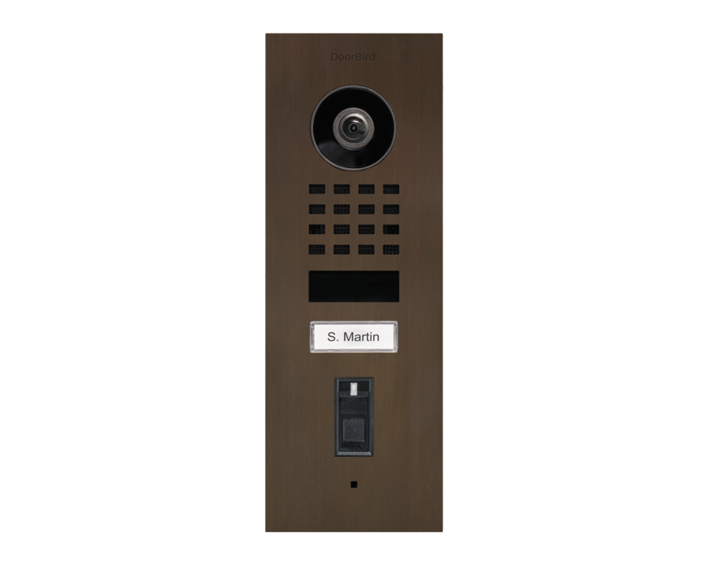 DoorBird D1101FV Fingerprint 50 Flush-Mount IP Video Door Station, 1 Call Button in Architectural Bronze - 423873513