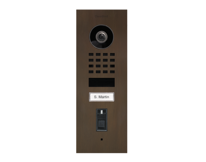 DoorBird D1101FV Fingerprint 50 Flush-Mount IP Video Door Station, 1 Call Button in Architectural Bronze - 423873513