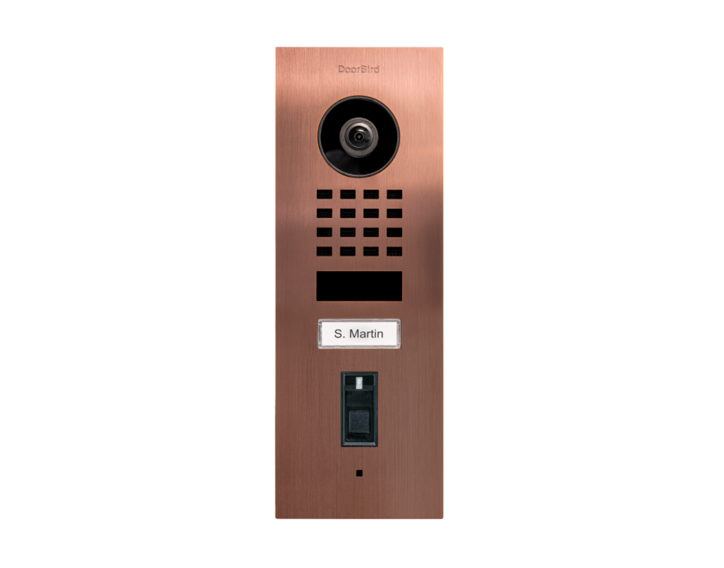 DoorBird D1101FV Fingerprint 50 Flush-Mount IP Video Door Station, 1 Call Button in Bronze - 423872196