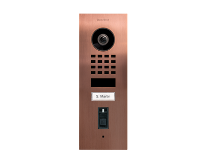 DoorBird D1101FV Fingerprint 50 Flush-Mount IP Video Door Station, 1 Call Button in Bronze - 423872196