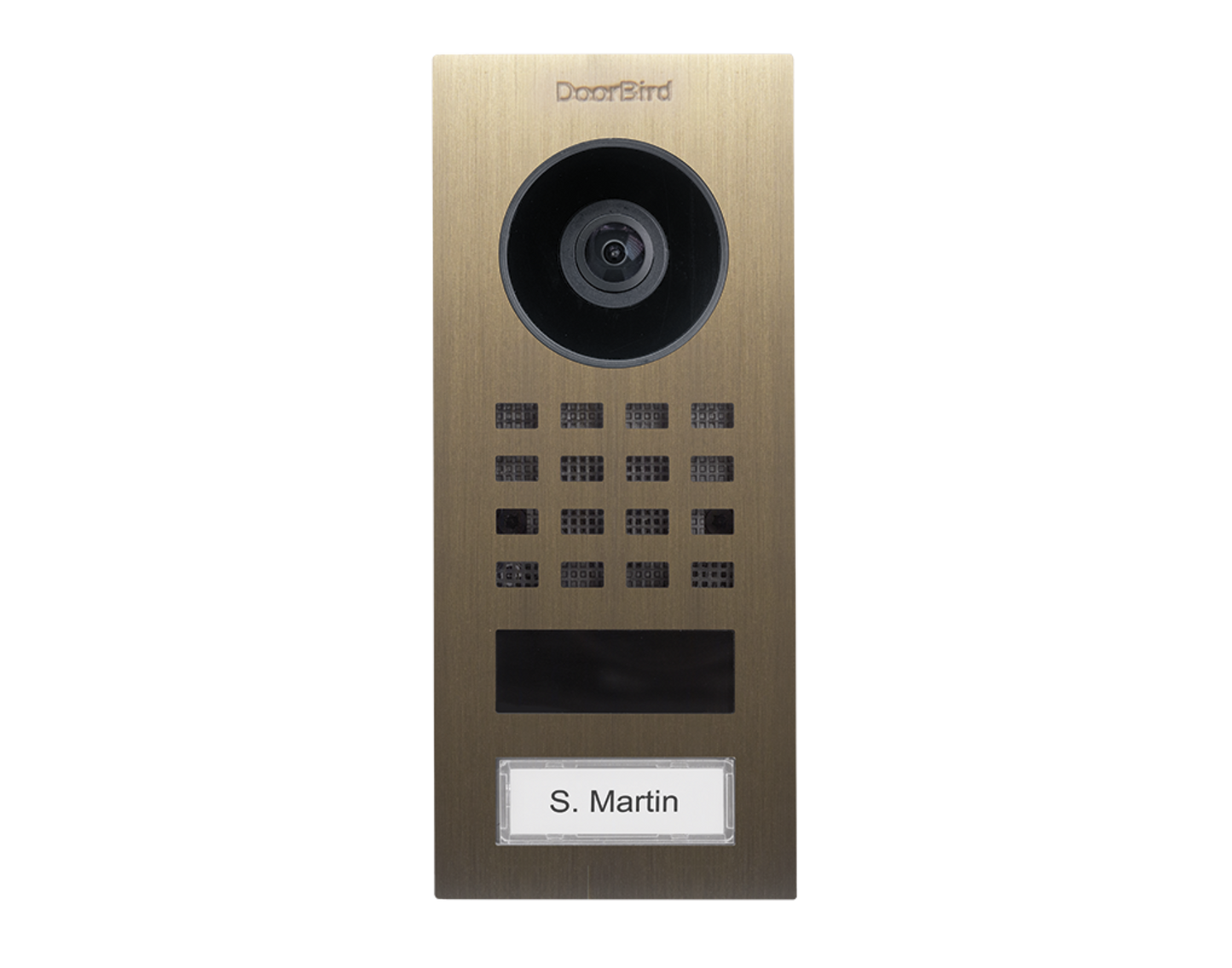 DoorBird D1101V Surface-Mount IP Video Intercom, 1 Call Button in Real Burnished Brass - 423873346