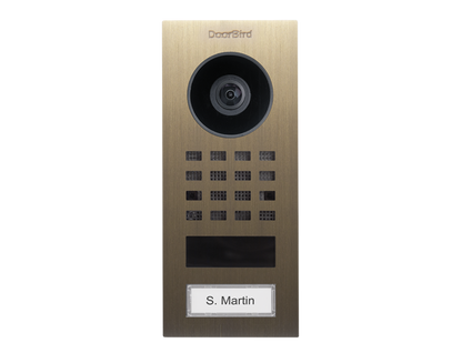 DoorBird D1101V Surface-Mount IP Video Intercom, 1 Call Button in Real Burnished Brass - 423873346