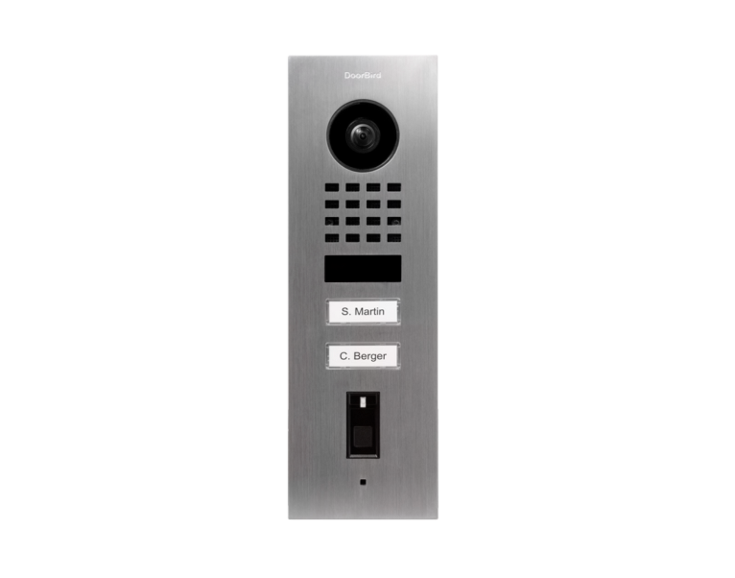 DoorBird D1102FV Fingerprint 50 Flush-Mount IP Video Door Station, 2 Call Button in  Stainless Steel V4A - 423872301