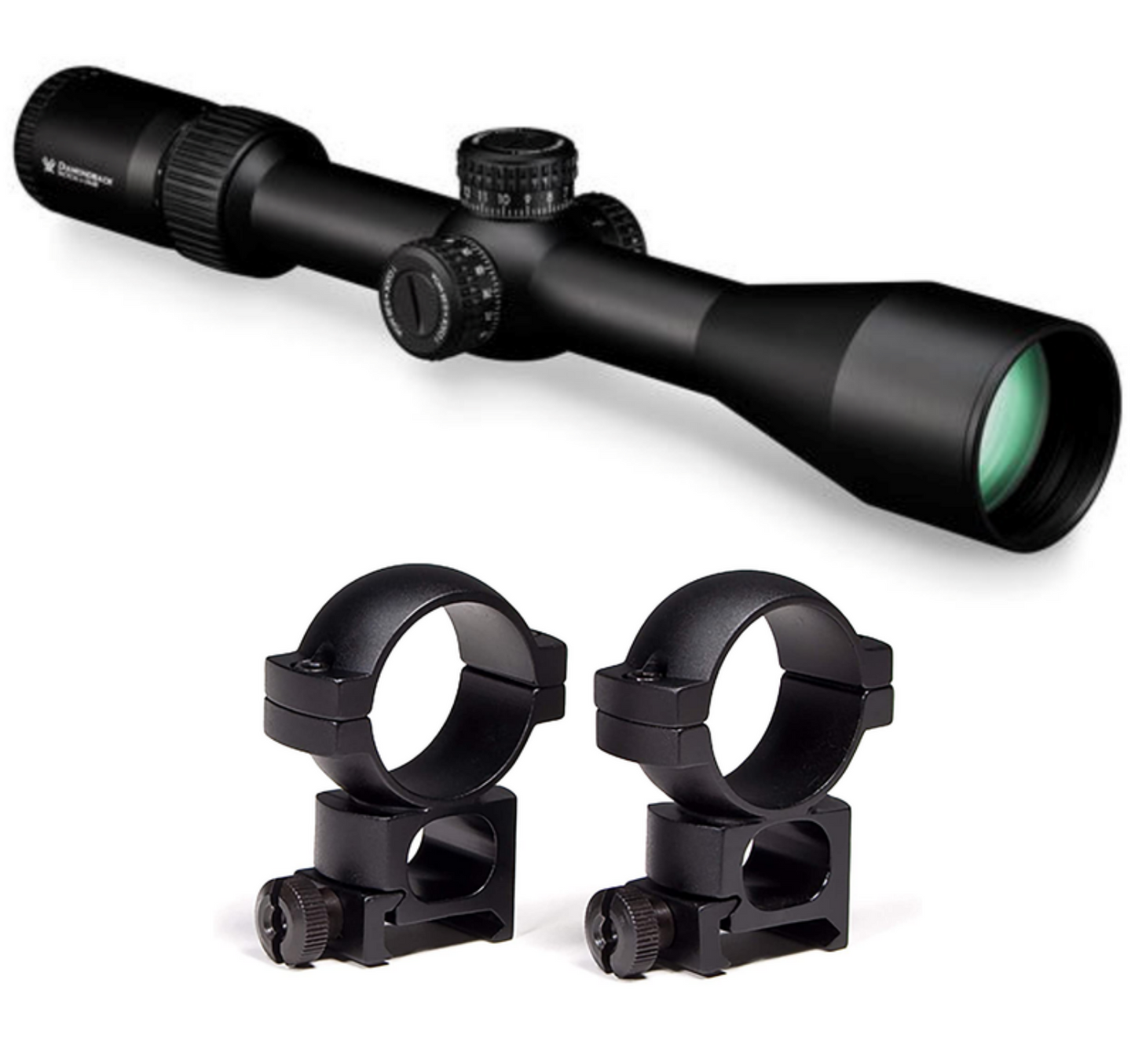 Vortex Optics Diamondback FFP 6-24x50 EBR-2C  Riflescope with Vortex Optics Hunter Riflescope Rings, 30 mm - High - DBK-10028