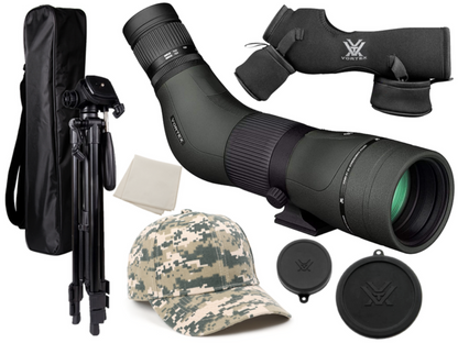 Vortex Optics Diamondback HD Spotting Scope 16-48x65 Angled with Free TriPod and Hat Bundle