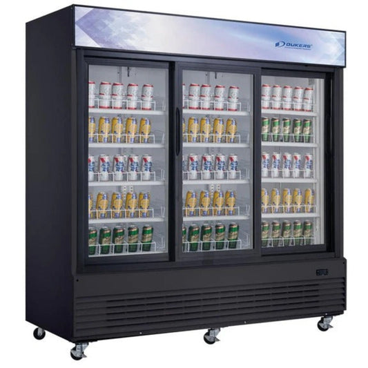 Dukers DSM-68SR 78" Three Glass Swing Door Merchandiser Refrigerator 69 Cu. Ft. - DSM-68SR