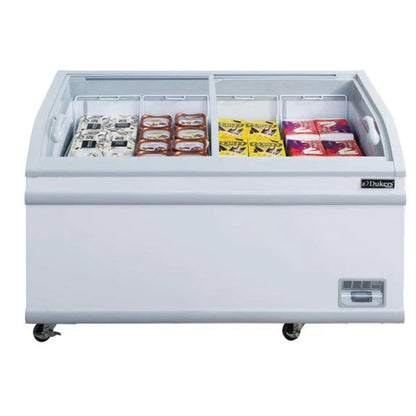 Dukers WD-500Y 57" Curved Glass Top Chest Freezer 17.66 Cu. Ft. - WD-500Y