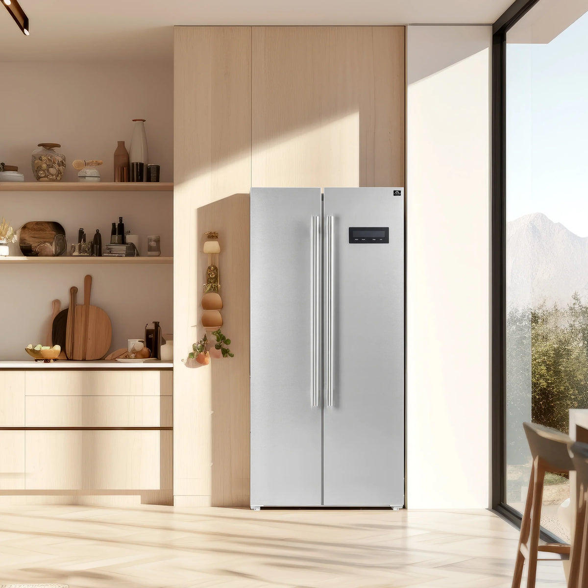 FORNO 33-Inch Side-by-Side Refrigerator, 15.6 cu.ft, in Stainless Steel  - FFRBI1805-33SB