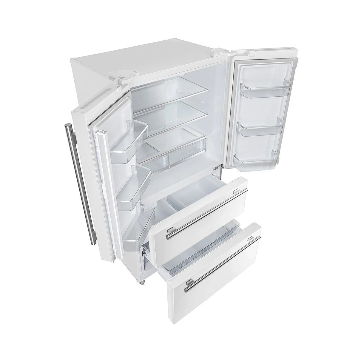 Forno Espresso Moena 36-inch 19.2 Cu.ft French Door Refrigerator in White with Stainless Steel Handle  -  FFRBI1820-36WHT