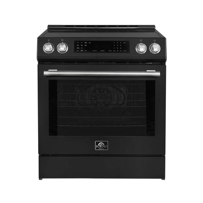 Forno 5-Piece Appliance Package - 30-Inch Induction Range, Under Cabinet Range Hood, Refrigerator, Dishwasher, and 30-Inch Microwave Oven in Black with Stainless Steel Trim - APR5-905-30BLK-MWO30