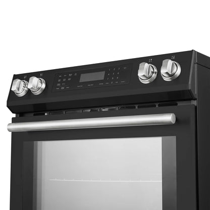 Forno 5-Piece Appliance Package - 30-Inch Induction Range, Under Cabinet Range Hood, French Door Refrigerator, Dishwasher, and 30-Inch Microwave Drawer in Black with Antique Brass Trim - APR5-905-30BLK-MWD30