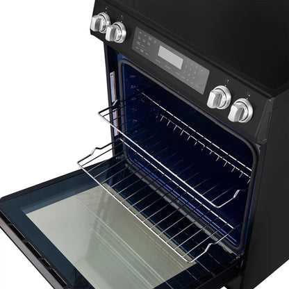 Forno 5-Piece Appliance Package - 30-Inch Induction Range, Under Cabinet Range Hood, Refrigerator, Dishwasher, and 30-Inch Microwave Oven in Black with Stainless Steel Trim - APR5-905-30BLK-MWO30