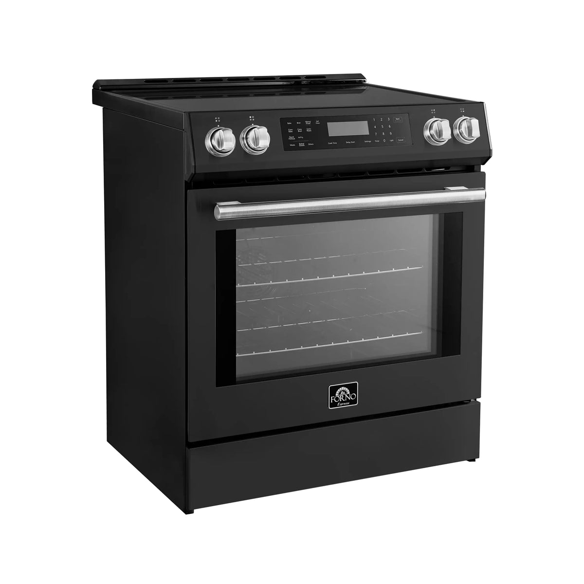 Forno 5-Piece Appliance Package - 30-Inch Induction Range, Under Cabinet Range Hood, French Door Refrigerator, Dishwasher, and 30-Inch Microwave Drawer in Black with Antique Brass Trim - APR5-905-30BLK-MWD30
